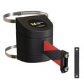 Montour Line Retractable Belt Barrier Black Clamped Mount, 30ft. Blk/Rd Belt (M) WMX160-BK-BRD-C-M-300